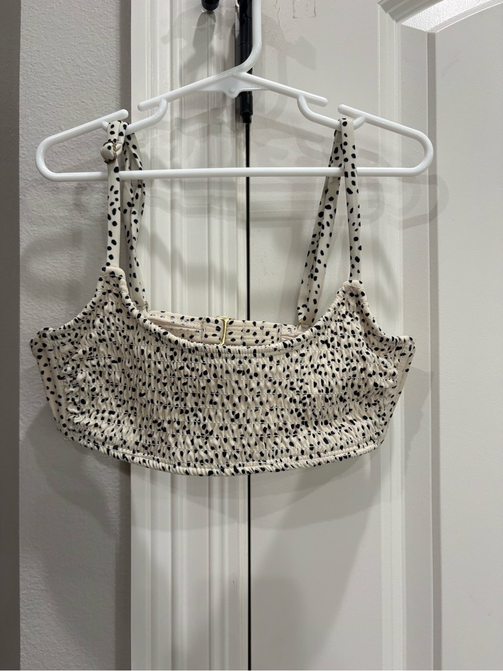 xhilaration cream with black specks bandeau bikini top size medium